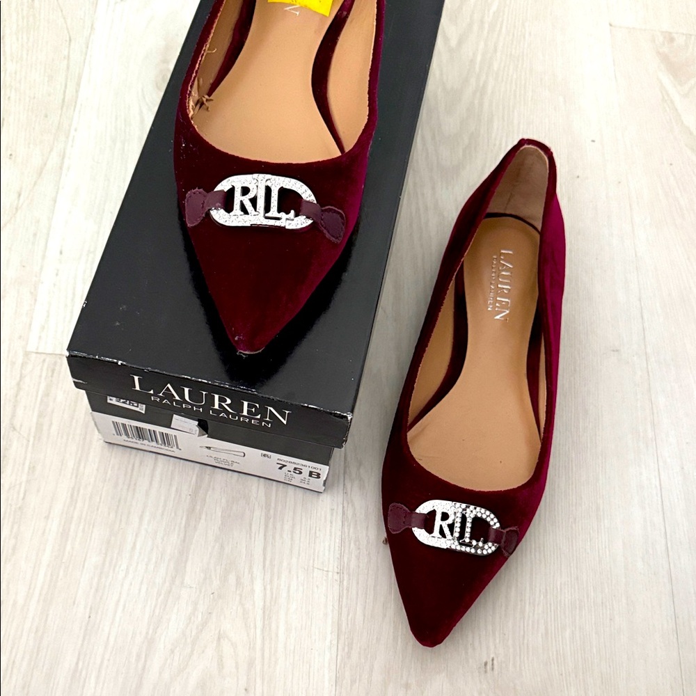 Lauren Ralph Lauren Deep Red Velvet Loafers